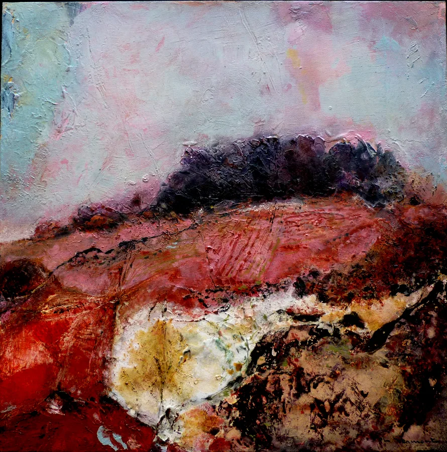 Paysage rouge au rideau d'arbres, 2013
